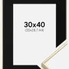 Ramme Visby Blank Guld 30x40 cm - Passepartout Sort 21x29,7 cm (A4)
