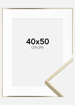 Ramme Visby Blank Guld 40x50 cm - Passepartout Hvid 30x40 cm