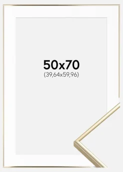 Ramme Visby Blank Guld 50x70 cm - Passepartout Hvid 16x24 inches