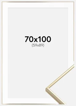 Ramme Visby Blank Guld 70x100 cm - Passepartout Hvid 60x90 cm