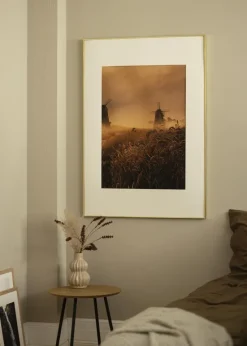 Ramme Visby Blank Guld 70x100 cm - Passepartout Hvid 60x90 cm