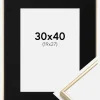 Ramme Visby Blank Guld 30x40 cm - Passepartout Sort 20x28 cm