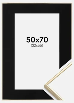 Ramme Visby Blank Guld 50x70 cm - Passepartout Sort 33x56 cm