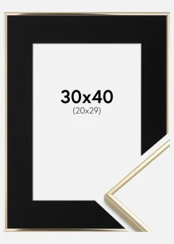 Ramme Visby Blank Guld 30x40 cm - Passepartout Sort 21x30 cm