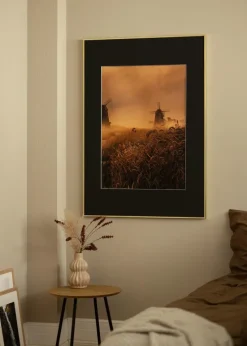 Ramme Visby Blank Guld 70x100 cm - Passepartout Sort 24x36 inches