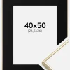 Ramme Visby Blank Guld 40x50 cm - Passepartout Sort 27,5x37 cm
