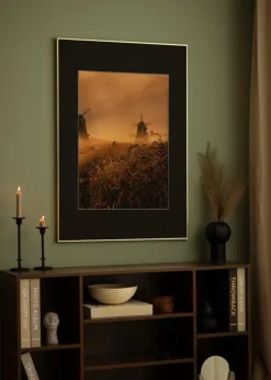 Ramme Visby Blank Guld 40x50 cm - Passepartout Sort 27,5x37 cm