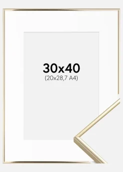 Ramme Visby Blank Guld 30x40 cm - Passepartout Hvid 21x29,7 cm (A4)