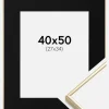 Ramme Visby Blank Guld 40x50 cm - Passepartout Sort 28x35 cm