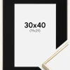 Ramme Visby Blank Guld 30x40 cm - Passepartout Sort 20x30 cm