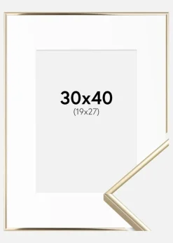 Ramme Visby Blank Guld 30x40 cm - Passepartout Hvid 20x28 cm