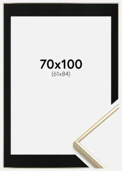 Ramme Visby Blank Guld 70x100 cm - Passepartout Sort 62x85 cm