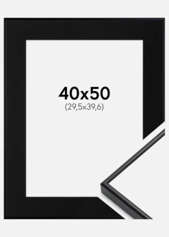 Ramme Visby Hvid 40x50 cm - Passepartout Sort 12x16 inches