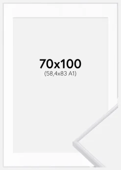 Ramme Visby Hvid 70x100 cm - Passepartout Hvid 59,4x84 cm (A1)
