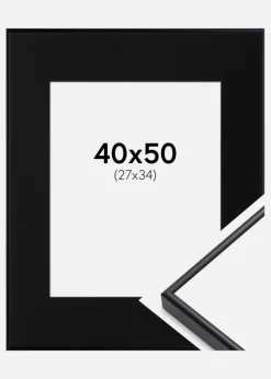 Ramme Visby Hvid 40x50 cm - Passepartout Sort 28x35 cm