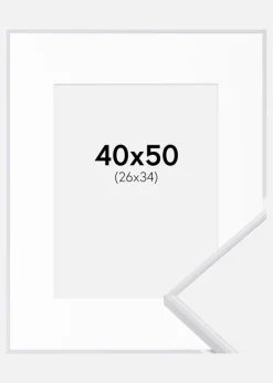 Ramme Visby Hvid 40x50 cm - Passepartout Hvid 27x35 cm