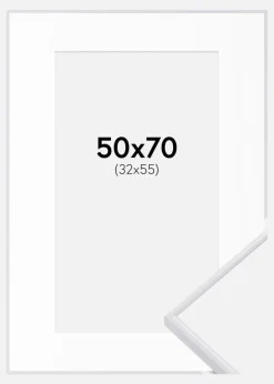 Ramme Visby Hvid 50x70 cm - Passepartout Hvid 33x56 cm