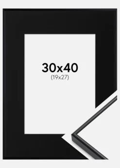 Ramme Visby Hvid 30x40 cm - Passepartout Sort 20x28 cm