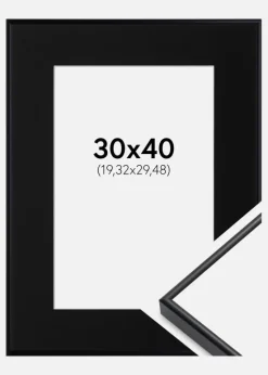 Ramme Visby Hvid 30x40 cm - Passepartout Sort 8x12 inches