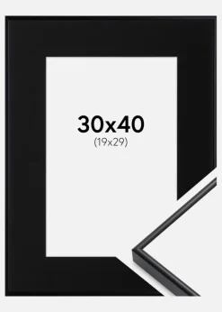 Ramme Visby Hvid 30x40 cm - Passepartout Sort 20x30 cm