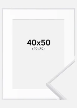 Ramme Visby Hvid 40x50 cm - Passepartout Hvid 30x40 cm