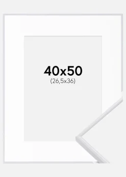 Ramme Visby Hvid 40x50 cm - Passepartout Hvid 27,5x37 cm
