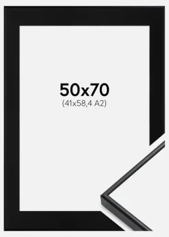 Ramme Visby Hvid 50x70 cm - Passepartout Sort 42x59,4 cm (A2)