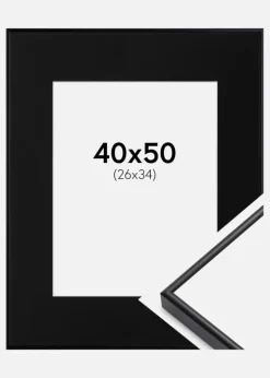 Ramme Visby Hvid 40x50 cm - Passepartout Sort 27x35 cm