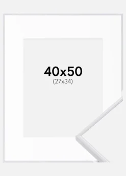 Ramme Visby Hvid 40x50 cm - Passepartout Hvid 28x35 cm