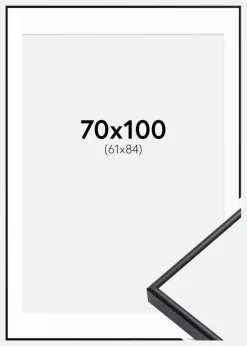 Ramme Visby Sort 70x100 cm - Passepartout Hvid 62x85 cm