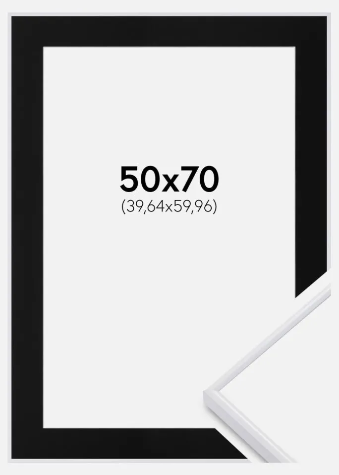 Ramme Visby Sort 50x70 cm - Passepartout Sort 16x24 inches