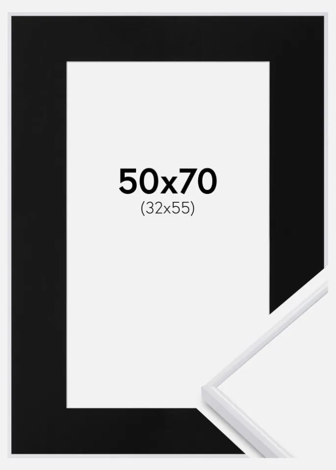 Ramme Visby Sort 50x70 cm - Passepartout Sort 33x56 cm