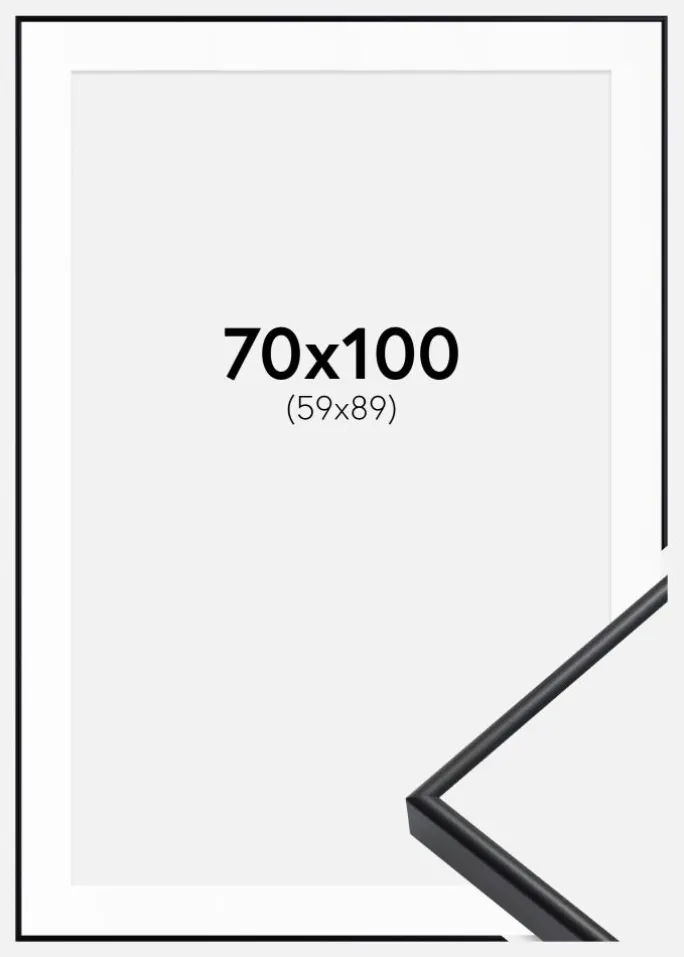Ramme Visby Sort 70x100 cm - Passepartout Hvid 60x90 cm