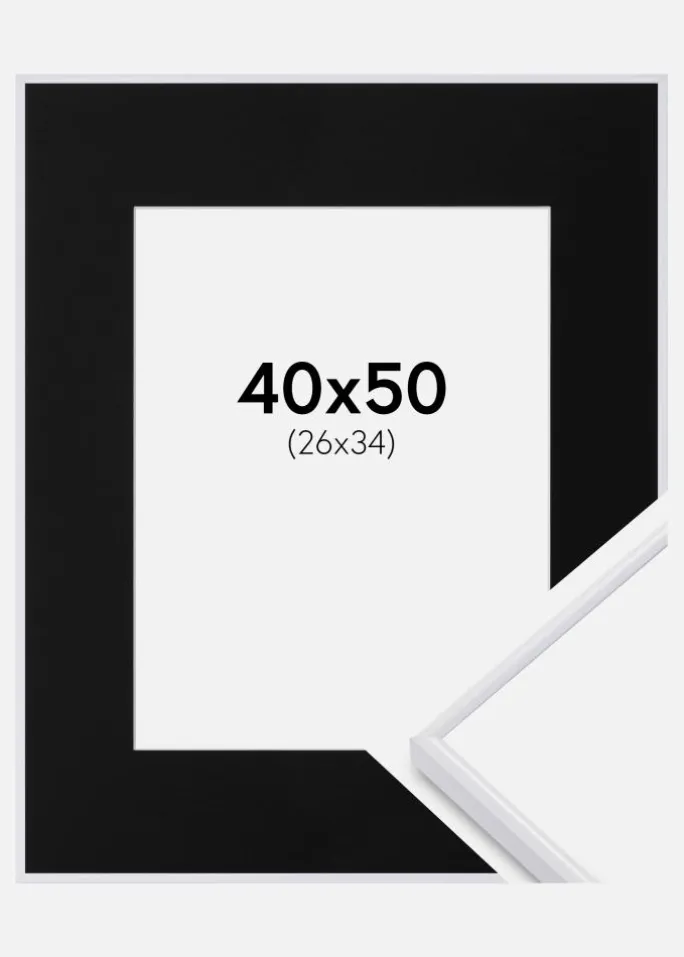 Ramme Visby Sort 40x50 cm - Passepartout Sort 27x35 cm