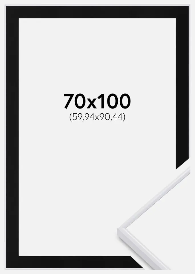 Ramme Visby Sort 70x100 cm - Passepartout Sort 24x36 inches