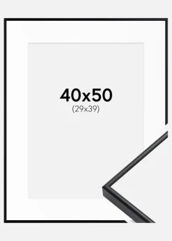 Ramme Visby Sort 40x50 cm - Passepartout Hvid 30x40 cm