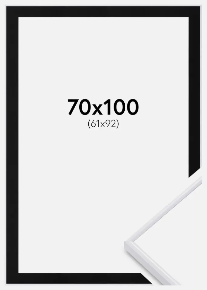 Ramme Visby Sort 70x100 cm - Passepartout Sort 62x93 cm