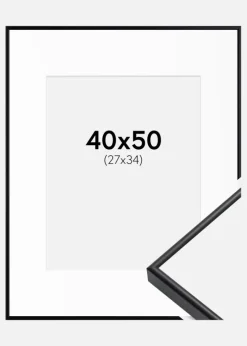 Ramme Visby Sort 40x50 cm - Passepartout Hvid 28x35 cm