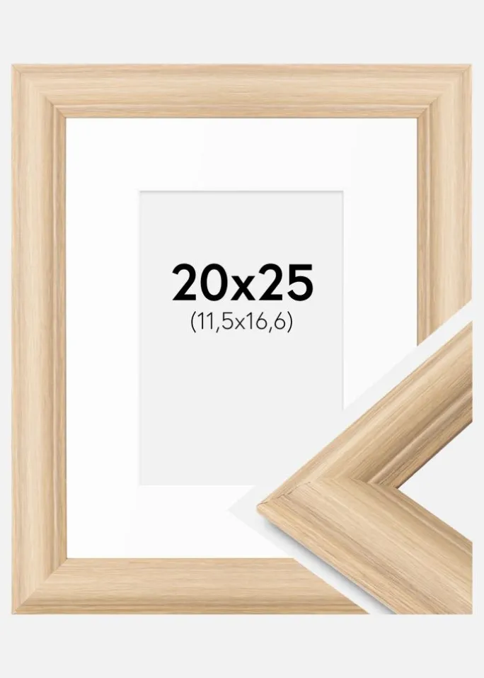 Ramme Västkusten Eg 20x25 cm - Passepartout Hvid B6 125x176 mm
