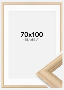 Ramme Västkusten Eg 70x100 cm - Passepartout Hvid 59,4x84 cm (A1)