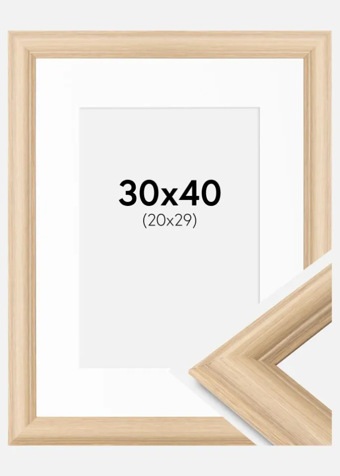Ramme Västkusten Eg 30x40 cm - Passepartout Hvid 21x30 cm