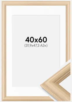 Ramme Västkusten Eg 40x60 cm - Passepartout Hvid 32,9x48,3 cm (A3+)