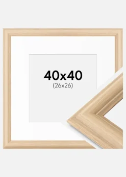Ramme Västkusten Eg 40x40 cm - Passepartout Hvid 27x27 cm