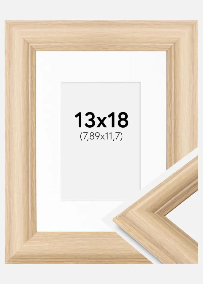 Ramme Västkusten Eg 13x18 cm - Passepartout Hvid 3,5x5 inches