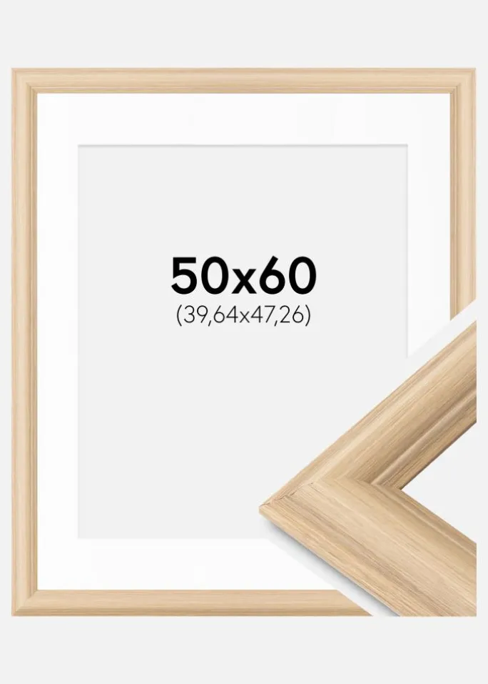 Ramme Västkusten Eg 50x60 cm - Passepartout Hvid 16x19 inches