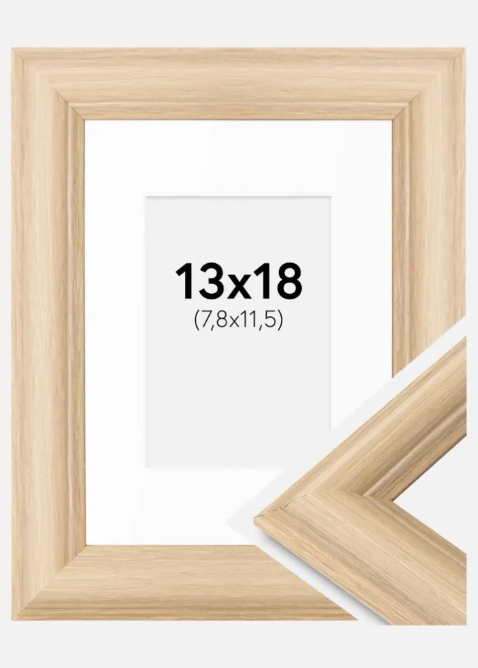 Ramme Västkusten Eg 13x18 cm - Passepartout Hvid B7 88x125 mm