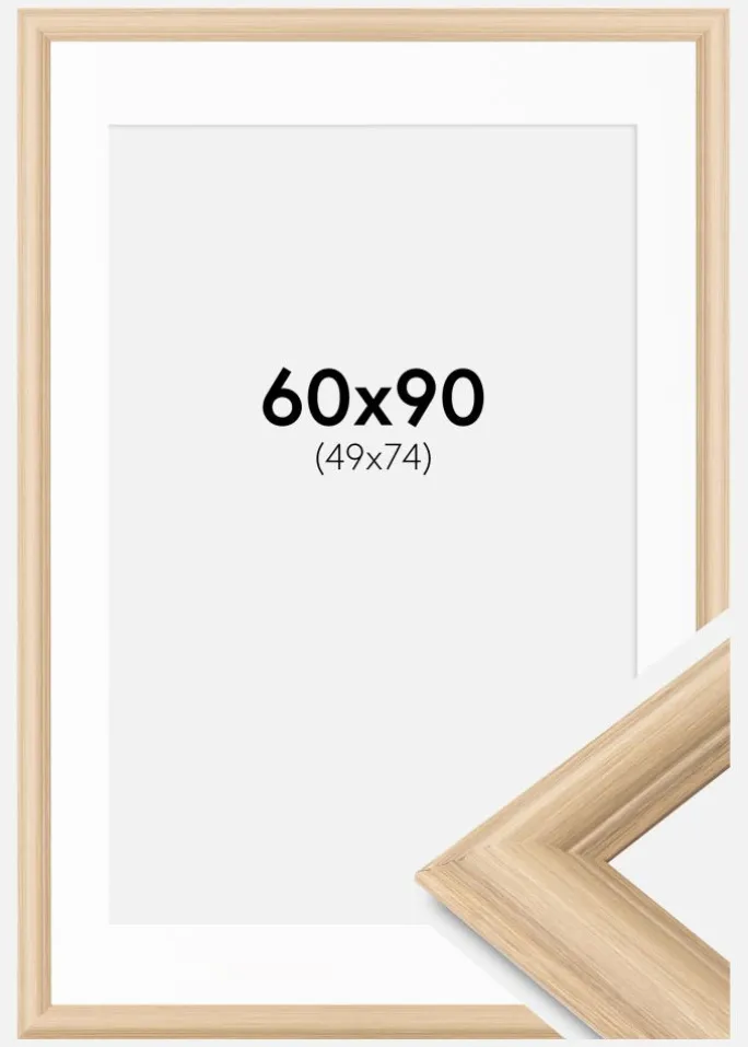 Ramme Västkusten Eg 60x90 cm - Passepartout Hvid 50x75 cm