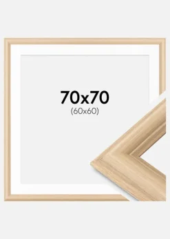 Ramme Västkusten Eg 70x70 cm - Passepartout Hvid 61x61 cm
