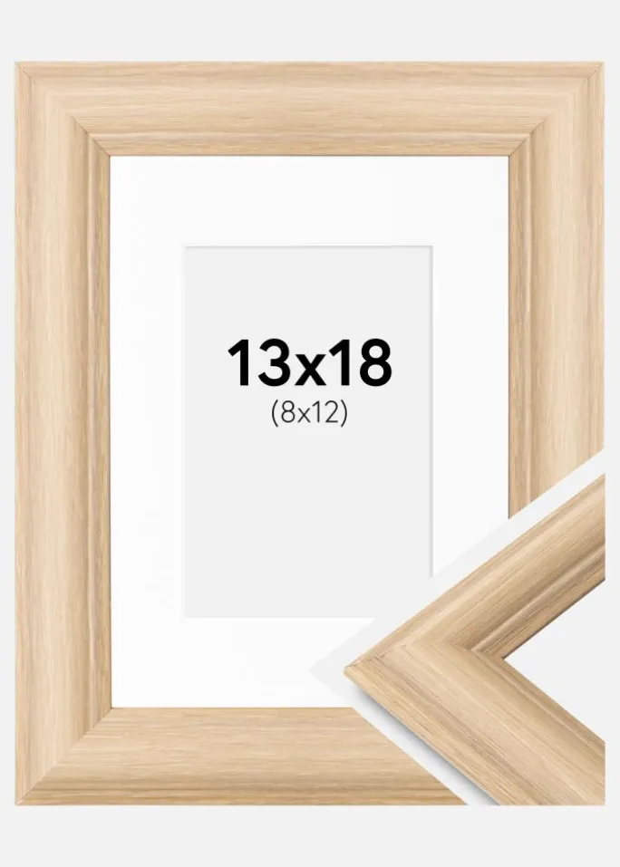 Ramme Västkusten Eg 13x18 cm - Passepartout Hvid 9x13 cm