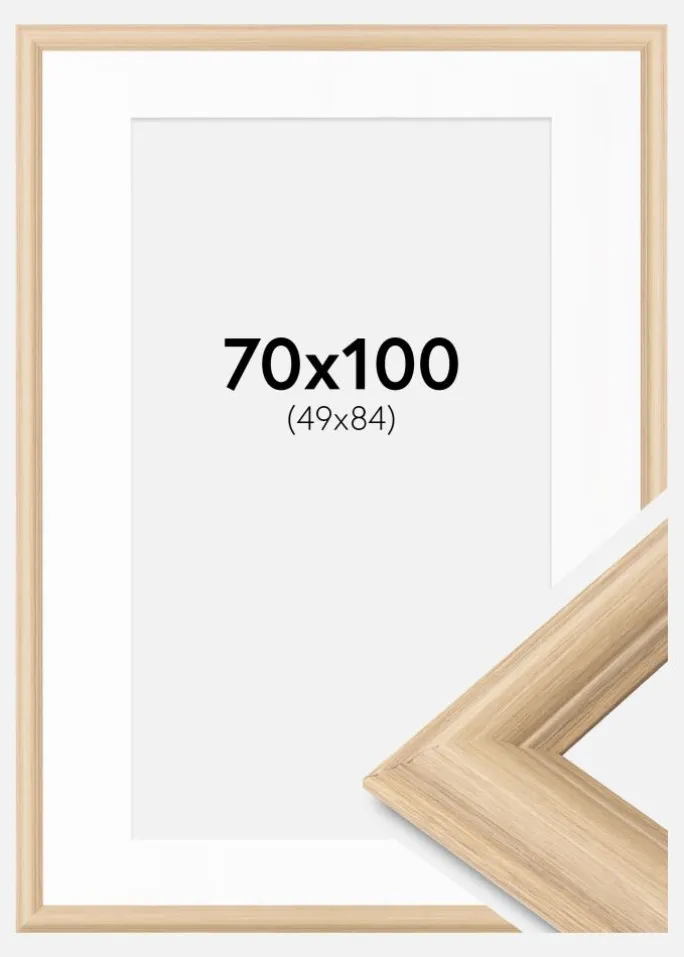 Ramme Västkusten Eg 70x100 cm - Passepartout Hvid 50x85 cm